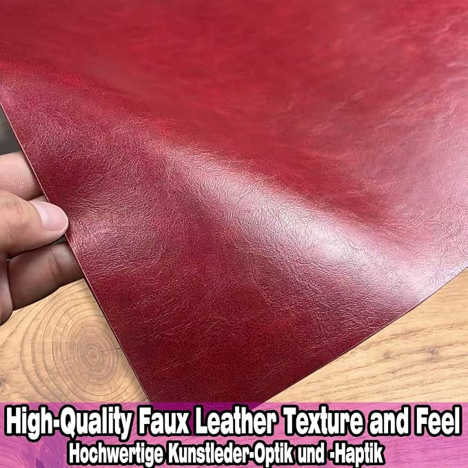 Classic Red Leather Effect Placemats Set of 6, Vinyl Faux Leather Place mats - Image 3
