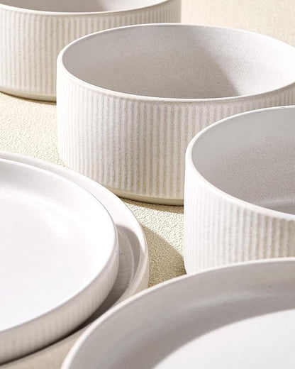 Ceramic Dinnerware Set for 4, 8-Piece Deep Salad Plates and Cereal Bowls | - Image 5