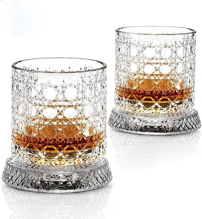 Rotating Whiskey Glass 280ML, Crystal Clear Crystal Spinning Drinking Glass by Unknown