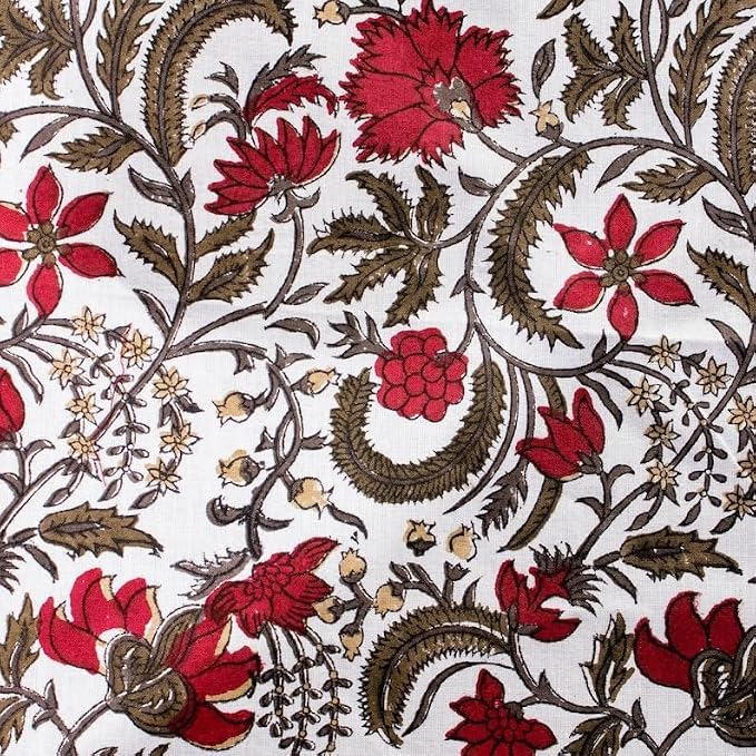 Prune Red Hand Block Print 100% Cotton Reusable Table Runner 16" X 106" Inches - Image 2