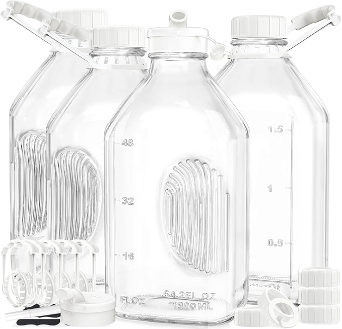 Syntic 4 Pack 64 Oz Glass Milk Bottles by Syntic