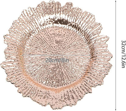 72 Pcs Charger Plates Set, Round Charger Plates, Reusable Serving Plates Embossed Rim Plastic Chargers Plate Decorative Round Plate Chargers for Dinner Plate Table Wedding Shower Decoration