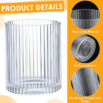 Zhehao 12 Pcs Ribbed Drinking Glasses Set 12 oz 14 oz Glass Cups Vintage - Image 3