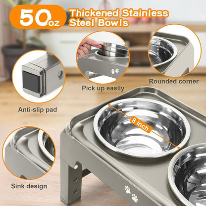 Elevated Bowls, 4 Height Adjustable Raised Stand - Image 4