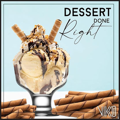 Vikko Dessert Bowls, 7 Ounce Ice Cream Sundae Bowls, Set of 12 Footed Dessert Cup For Ices, Pudding, Fruit, and More, Dishwasher Safe