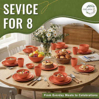 Wheat Straw Dinnerware Sets for 8, 40 Piece Unbreakable Dinnerware Set - Image 7