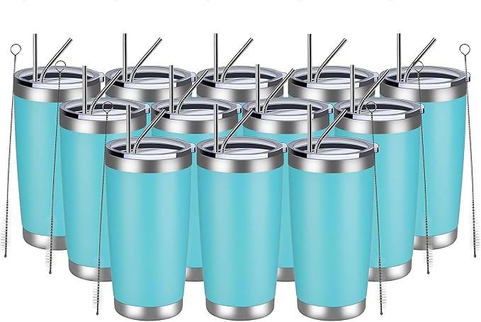 MEWAY 20oz Tumbler 12 Pack Double Wall Vacuum Insulated Travel Mug Bulk by MEWAY