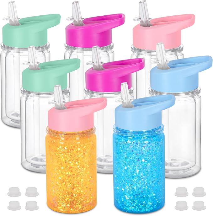 8 Pack 10 Oz Plastic Snow Globe Tumbler by Micellwuu
