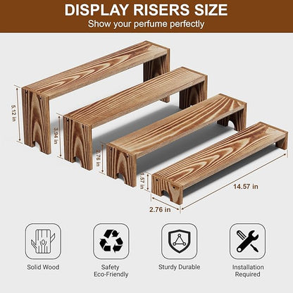 Large Wooden Tiered Riser Display Stands, 14Inch x 16 Pack Perfume Organizer Cologne Stand for Men Women,Tiered Shelf Organizer,Wooden Cupcake Stand Dessert Table Display Set,Display Stands Shelf for Vendor Events