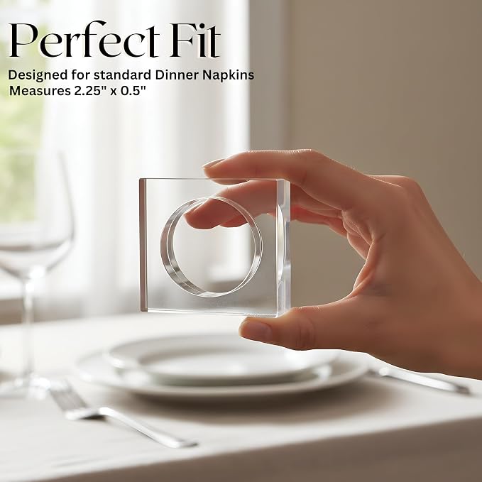 Acrylic Square Napkin Rings, 2.25x2.25x0.5 in each, glossy scratch-resistant - Image 3