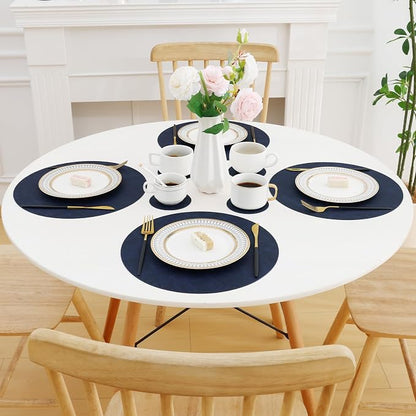 Homaxy Round Faux Leather Placemats and Coasters, Wipeable Place Mats, - Image 8