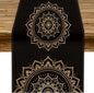 Golden Mandala Table Runner, Traditional Indian Gold Black Flower Vintage by JanJCurt
