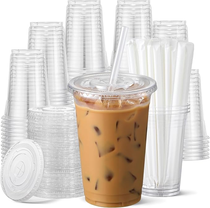 AOZITA 100 Pack - 24 oz Clear Plastic Cups by AOZITA
