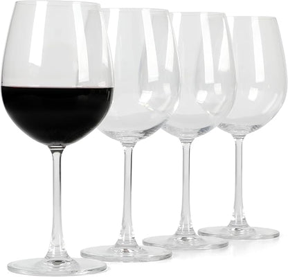 Martha Stewart Vivica 4-Pack Red Wine Glass Set, 20 oz – Elegant Stemmed Wine Glasses for Red Wine, Durable Clear Glassware for Dining, Entertaining, or Everyday Use