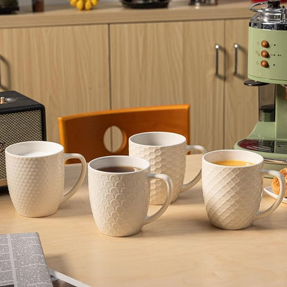 16 oz Coffee Mugs Set of 4, Porcelain Coffee Cups Ceramic, Farmhouse Mug - Image 5