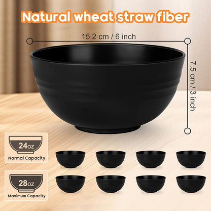 Unbreakable Cereal Bowls Set of 8, 26 Oz Wheat Straw Bowl Sets, Microwave & - Image 2