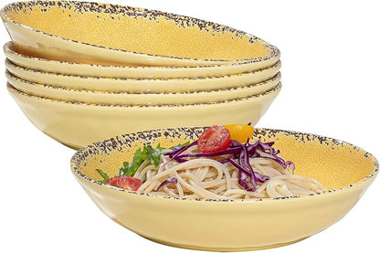 Farmhouse Melamine Pasta Bowls Set, 42 OZ Large Salad Bowls Set, 9.25 inch 6 by ZAROCRUS