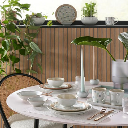 Denby - Heritage Atrium Medium Plates Set of 4-8.8in Natural Ceramic Stoneware Tableware - Dishwasher & Microwave Safe - Scratch & Chip Resistant Dinner, Lunch, Salad Plates For Everyday Use