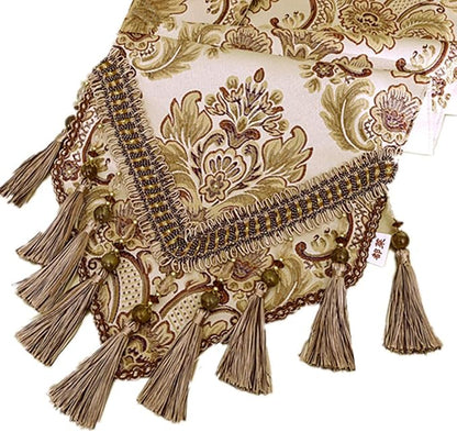 European Jacquard Fabric Multi-Tassels Table Runner - Image 2
