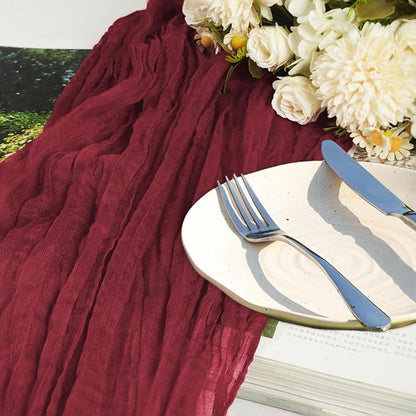 12 Pack Burgundy Cheesecloth Table Runner 10ft Boho Gauze Cheese Cloth Table - Image 4
