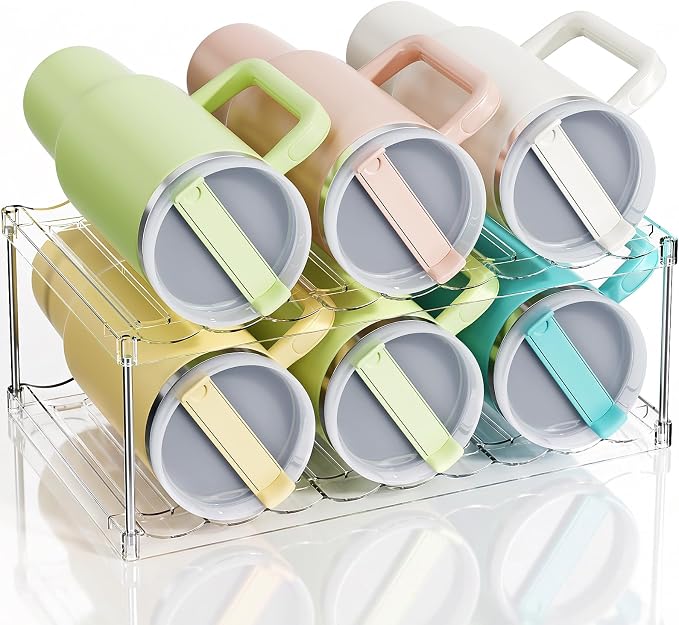 LAMU Stackable Water Bottle Organizer Holder Tumbler Cup Storage Rack | 2 Tier by YourHome-OrganizationHelper