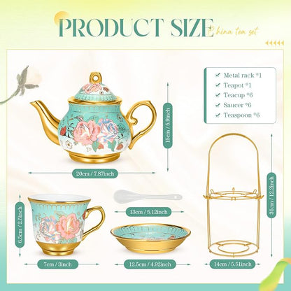 20 Pcs Porcelain Tea Set for Adults - Image 2