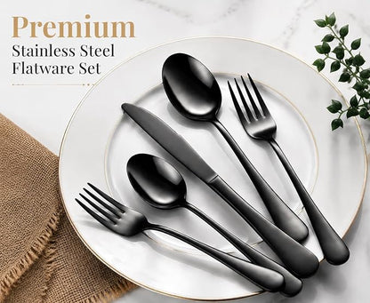 JUNLIN 49 Pieces Black Silverware Set - Image 5