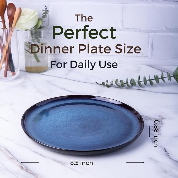 LERATIO Ceramic Plate Set of 6, 8.5 Inch Reactive Glaze Salad Plates | Modern - Image 2