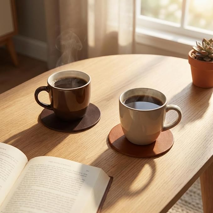 Northwind Personalized Full Grain Leather Coasters Set of 4 | Made in USA - Image 9