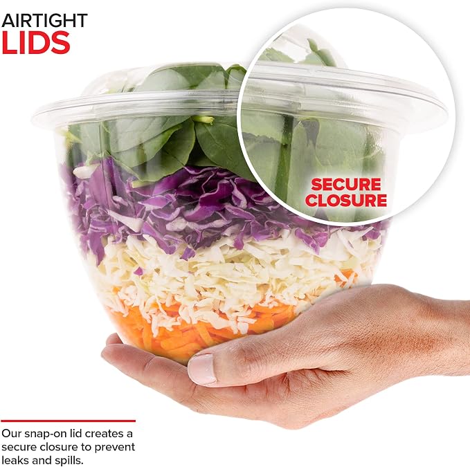 Plastic Bowls with Lids 48 Oz. Disposable To-Go Containers – Large Airtight - Image 4