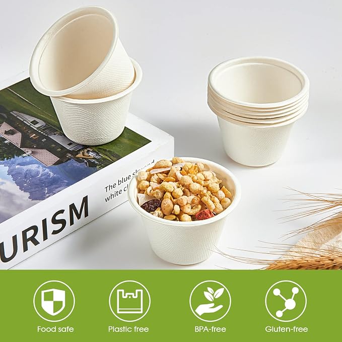 ECOLipak 200 Pack 4 oz Compostable Portion Cups, Biodegradable Souffle Cups | - Image 6