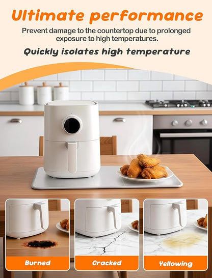 Heat Resistant Mat for Countertop 15.7x23.6 inch –Kitchen Counter Protector Reflects Up to 95% Heat, For Food Warming Mats, Air Fryer, Coffee Maker, Toaster Oven, Waterproof & Oil-Resistant