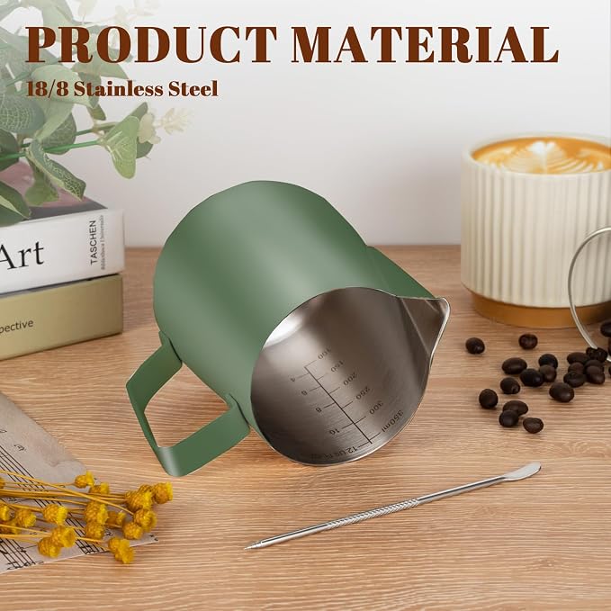 Amrules Milk Frothing Pitcher, 12 oz Milk Frother Cup - Image 5
