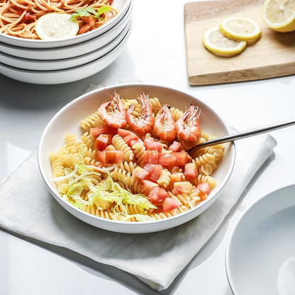 Selamica Porcelain 8.6 inch Salad Pasta Bowls, 34 OZ Bowls Plates, Wide and - Image 2