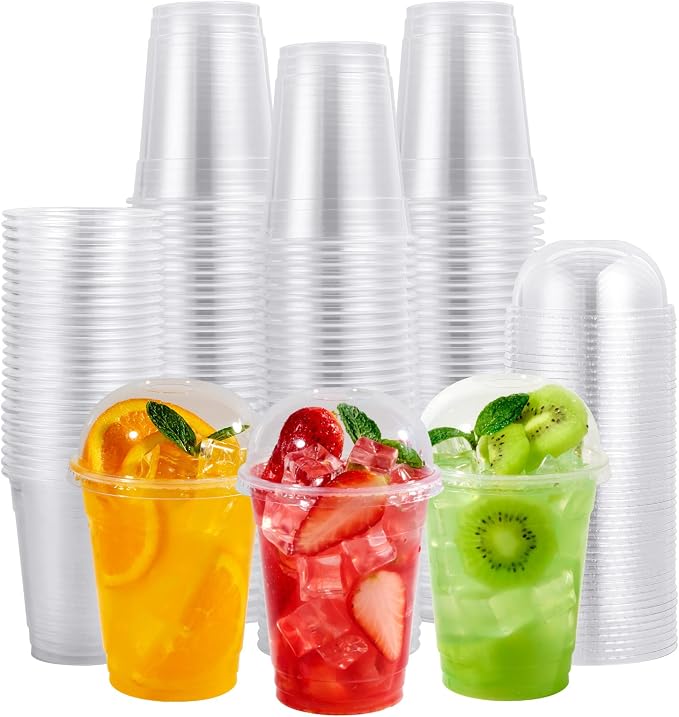 FOCUSLINE 200 PACK 12oz Clear Plastic Cups, Disposable Cold Drinking Cups by FOCUSLINE