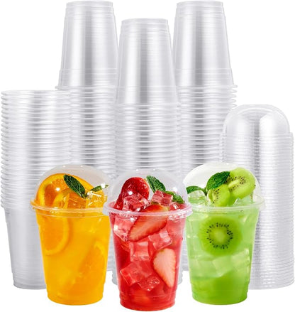 FOCUSLINE 200 PACK 12oz Clear Plastic Cups, Disposable Cold Drinking Cups by FOCUSLINE