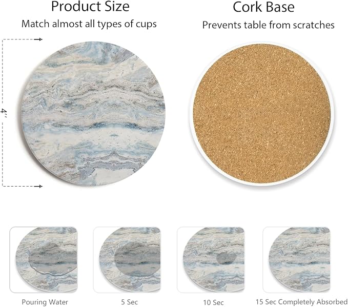 Set of 6 Mix Color Abstract Onyx Marble Coasters - Image 4