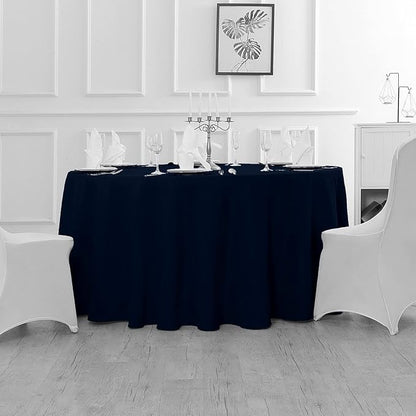 Fokitut 6 Pack Round Tablecloth, 108 Inch, Stain Resistant and Wrinkle Polyester Table Cloth, Fabric Table Cover for Kitchen Dining, Wedding, Party, Holiday Dinner-Navy