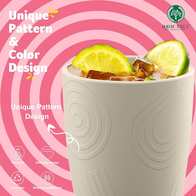 Homienly Wheat Straw Cup Unbreakable Water Cup | 16 OZ Reusable Water Drinking - Image 5