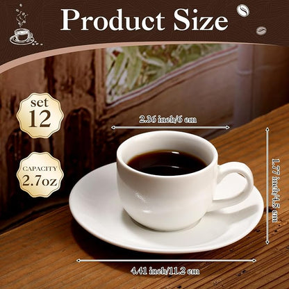 Maxdot 12 Set 2.7 OZ Porcelain Espresso Cups - Image 2