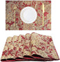 Luxury Retro placemats for Dinner Table Set of 6,Machine Washable Fabric Placemats Non-Slip Heat Resistant Indoor Dining Table mats placemats (Red, Set of 6)