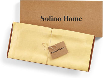 Solino Home 100% Pure Linen Table Runner Golden Straw, Fete 14 x 120 in | Table - Image 5