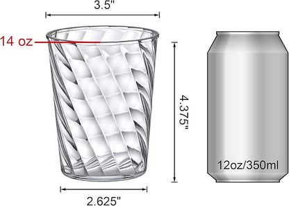 Amazing Abby - Glacier - 14-Ounce Plastic Tumblers (Set of 8), All-Clear Reusable Plastic Cups, Stackable, BPA-Free, Shatter-Proof, Dishwasher-Safe