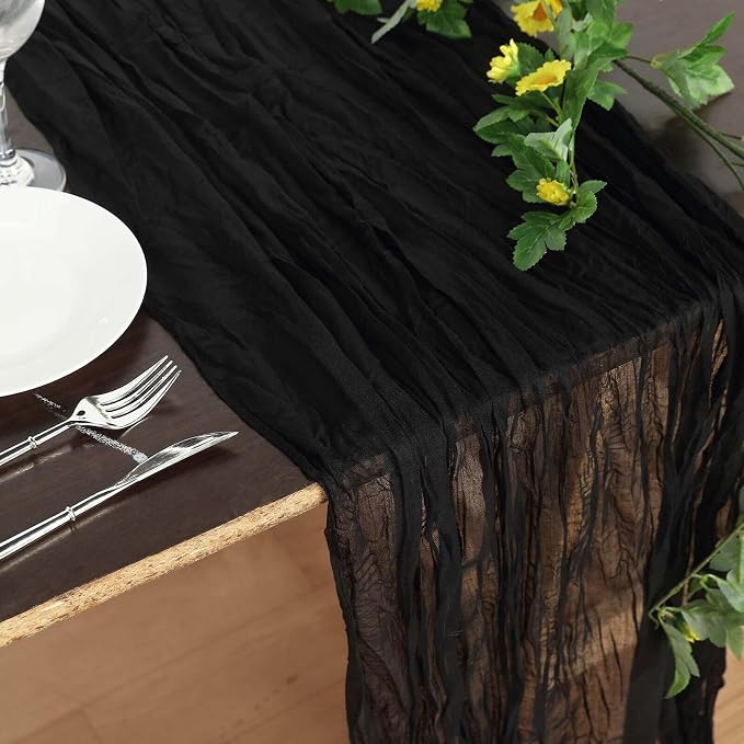 Efavormart 10ft Black Gauze Table Runner - Image 8