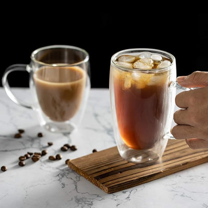 MEWAY 16oz/6 pack Coffee Mugs, Thickened Clear Glass Double Wall Cup - Image 6
