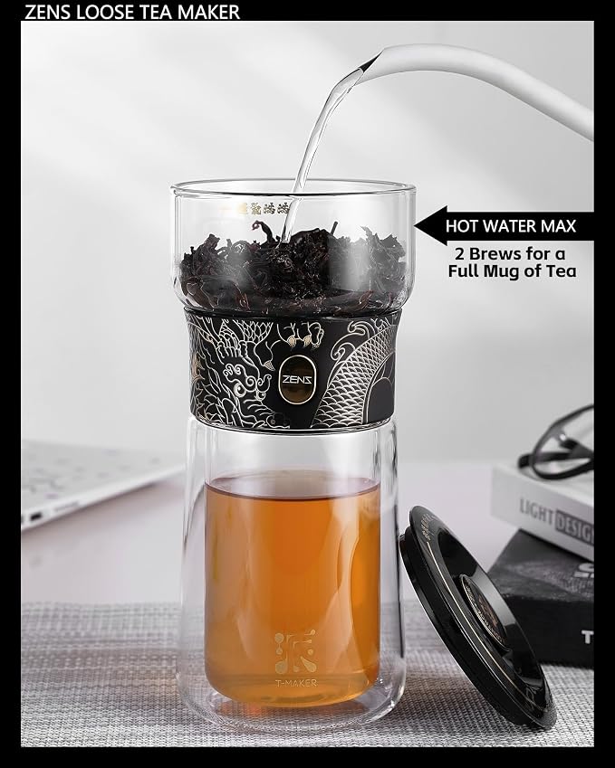 ZENS Glass Infuser Teapot, Cool One Touch Tea Maker - Image 3