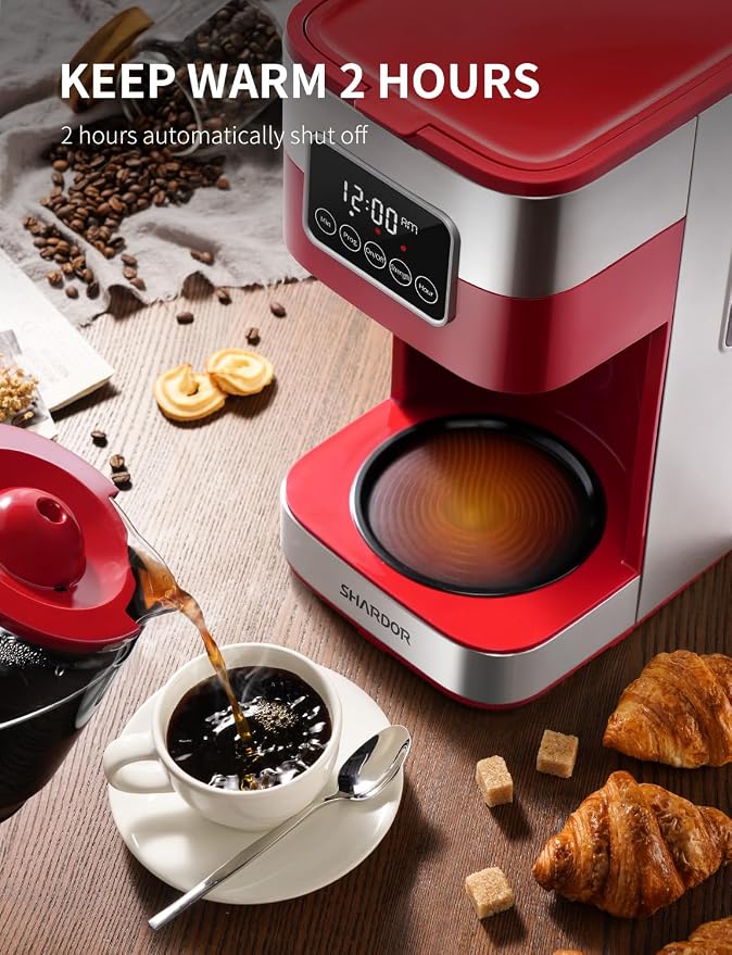 SHARDOR 10-Cup Programmable Coffee Maker, Regular & Strong Brew Drip Coffee - Image 5