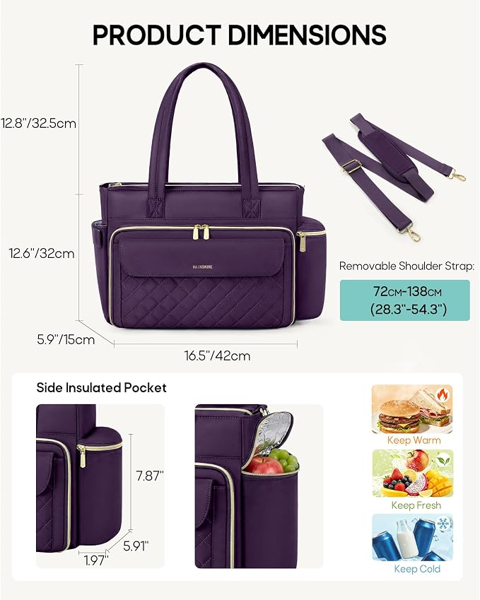 RAINSMORE Teacher Bag for Women, 15.6" Laptop Work Tote, 40oz Cup Holder | - Image 5