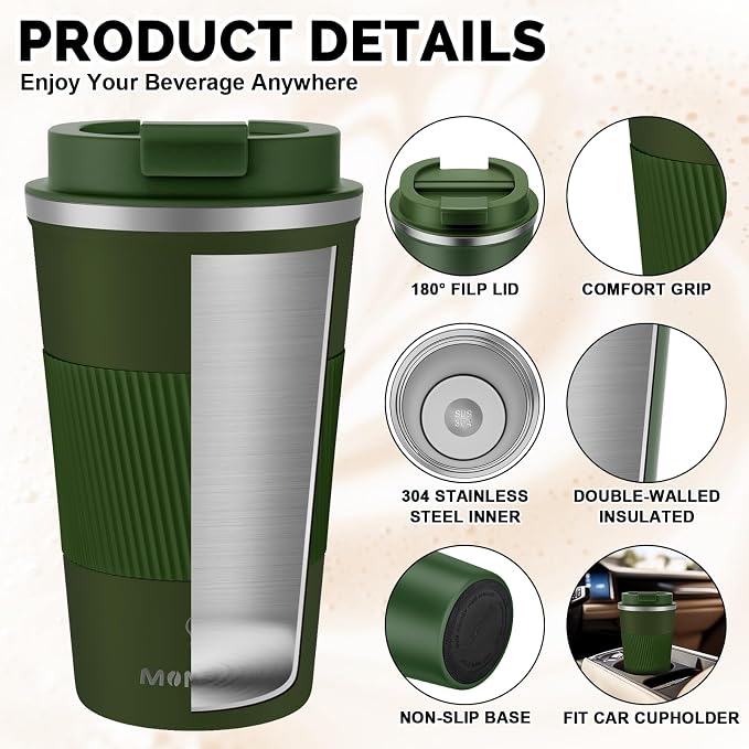 MOMSIV 17oz Travel Coffee Mug, Insulated Coffee Cup - Image 5