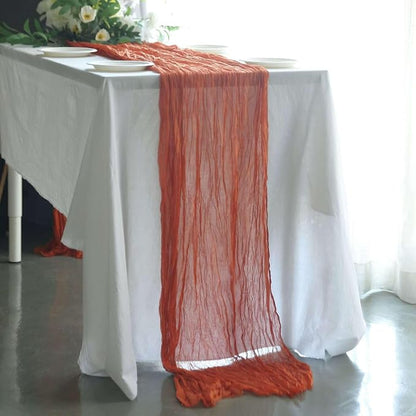 Efavormart 10ft Terracotta Cheesecloth Table Runner by efavormart
